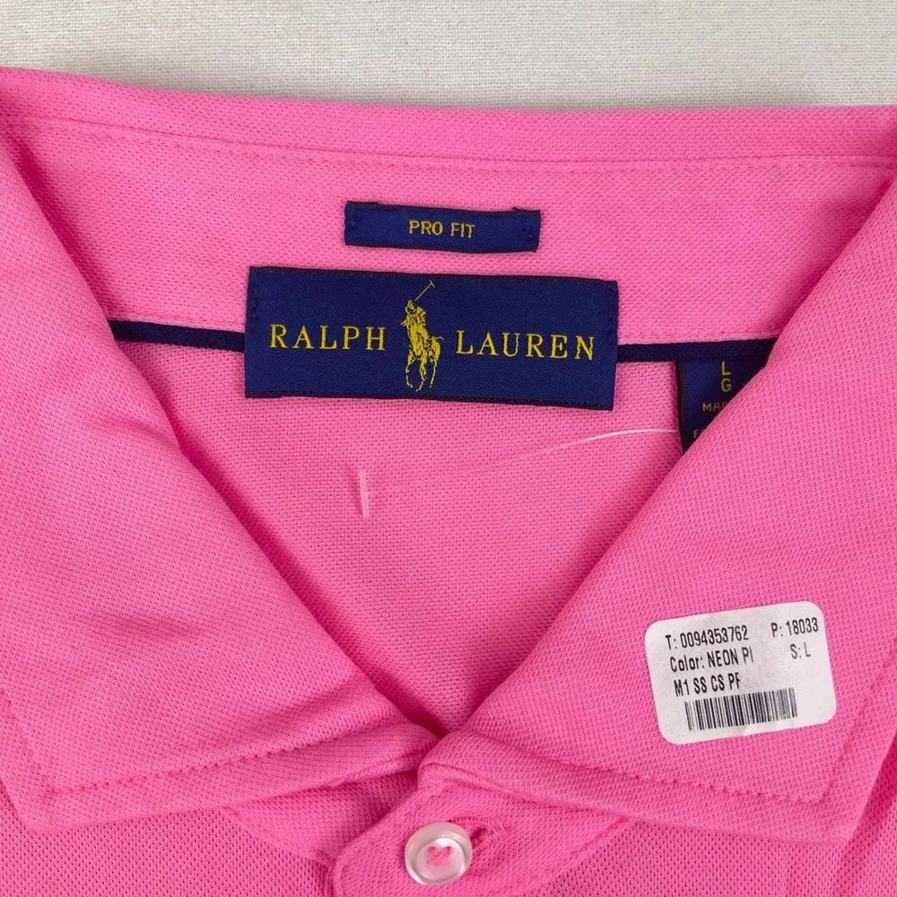 Ralph Lauren Pro Fit Polo Shirt Mens Large Pink Short Sleeve Performance NWOT